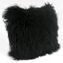 17-inch Mongolian Wool Throw Pillow with Feather and Down Fill - Black
