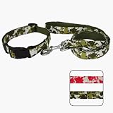 "Camo Cool" Camouflage Print Polycotton Dog Collar & Leash Set - Olive Jungle