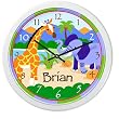 Olive Kids - Wild Animals Personalized Clock (White)