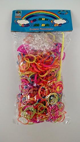Refill Bands Pack of 600 Glitter Style Rubber Bands with S-clips &amp; Hook