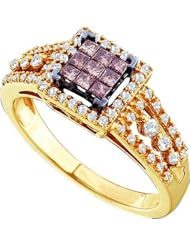 0.50CTW COGNAC DIAMOND LADIES INVISIBLE RING