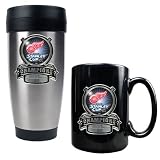 Detroit Red Wings NHL 2008 Stanley Cup Champs Stainless Steel Travel Tumbler and Black Ceramic Mug Set