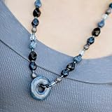 Mommy Necklaces Dangling Donuts 28 Beaded Nursing Necklace with Dainty Baby Reusable Bag Bundle (Twilight)