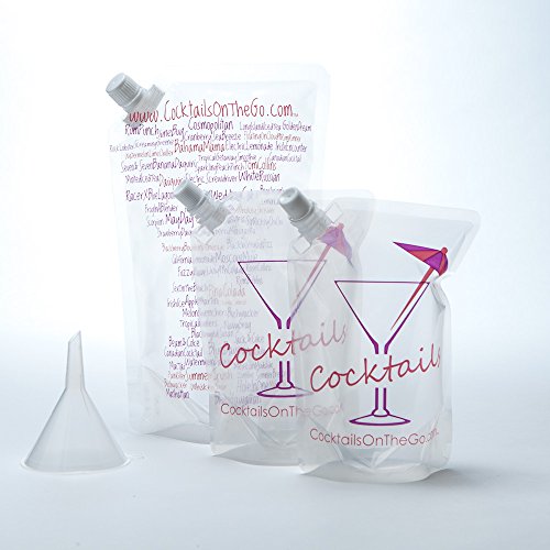 Cocktails On The Go Plastic Flask Set for Liquor, 2-16oz Flasks + 1-32oz Flask + 1-Funnel