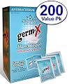 200 Ct - Germ-X Antibacterial Hand Sanitizing Wipes - Premium Brand with Moisturizing Vitamin E - 200 Individually Wrapped Travel Packets - Large 6