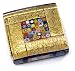 Authentic Murano Glass Paperweight / 24k Gold Over Blue with Millefiori Center, Gift Boxed