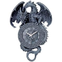 Prachtvolle Wanduhr Drache Kreuz Dragon Gothic