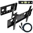 Cheetah Mounts APSAMB 32-55 LCD TV Wall Mount Bracket with Full Motion Swing Out Tilt & Swivel Articulating Arm for Flat Screen Flat Panel LCD LED Plasma TV and Monitor Displays Includes Free 10' Braided High Speed HDMI Cable With Ethernet