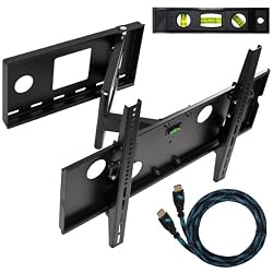 Cheetah Mounts APSAMB 32-55" LCD TV Wall Mount Bracket with Full Motion Swing Out Tilt & Swivel Articulating Arm for Flat Screen Flat Panel LCD LED Plasma TV and Monitor Displays Includes Free 10' Braided High Speed HDMI Cable With Ethernet