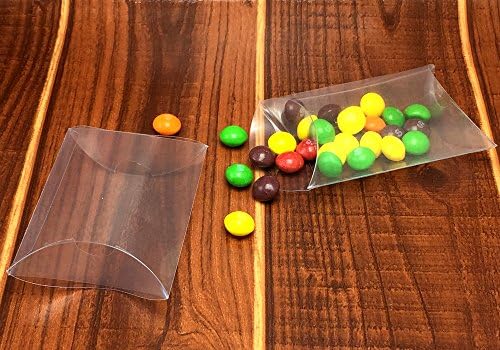 OurDecor Pack of 50 Clear Pillow Wedding Favor Gift Box Transparent Party Candy Bags