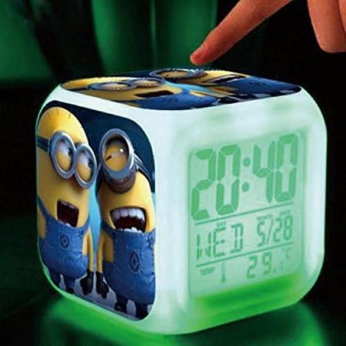 7 Colors Changing Led Projector Digital Minions Alarm Clock Touch Sensing Electronic Clocks Despertador Gift For Kids kukull Veprimi Figura heronj femije (Style 1)
