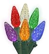Pack of 12 Multi-Color LED C6 Replacement Christmas Light Bulbs - Green Husk