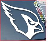 Arizona Cardinals Car Window Vinyl Decal Sticker 4" Wide (Color: White)