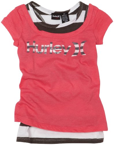 Hurley Girls 2-6x Seaplane 2-Fer Tee, Flamingo, 3T