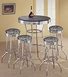 IMAGE OF 4 Zebra Print Barstools and Black Table Set