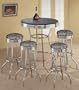 4 Zebra Print Barstools and Black Table Set