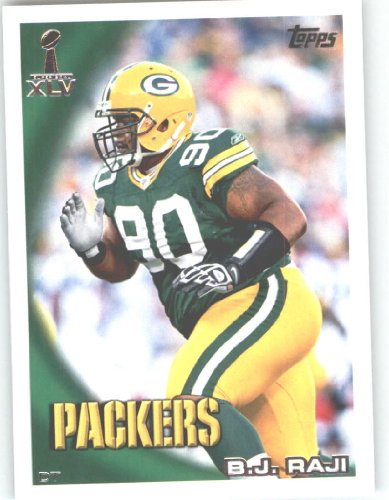 2010 Topps 2011 Super Bowl XLV Champions Green Bay Packers Football Card # 14 B.J. Raji - NFL Trading Card in Protective Screwdown Display Case