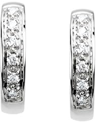 14K White Gold Diamond Huggy Earrings - 0.10 Ct. -- LIFETIME WARRANTY