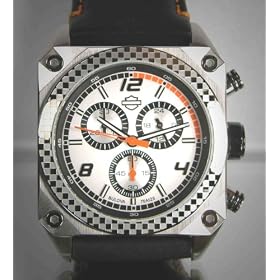 Harley Davidson Bulova Men's Watch--NEW for 2009. Silver patterned dial. Stainless steel case. Black leather strap. Water resistant to 50 meters, 165 feet. 76A125