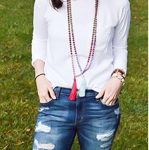 Pink Beaded Tassel Necklace