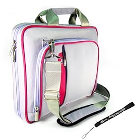 Kroo Purple and Pink Pin Carrying Case Optional Shoulder Strap For Dell Inspiron Mini IM10-2863 10.1-Inch Obsidian Netbook Now with More Space, More Durable, Looks CooL + Includes a 4-inch Determination Hand Strap