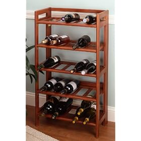 Walnut Finish Foldable and Stackable Wine Rack by Winsome Wood