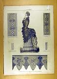 1884 LADIES FASHION DRESS HAT CORSAGE FRENCH PRINT