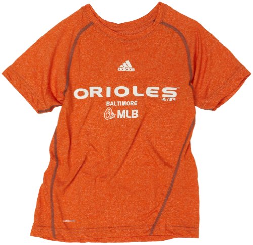 MLB Boys' Baltimore Orioles Short Sleeve Heathered, Orange, Large