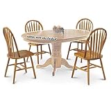 OAK Finish Kitchen Wooden Dining Chairs Set of 4 Arrow Sculpted Legs