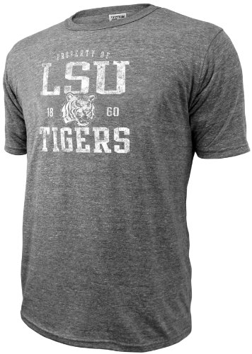 NCAA Men's Lsu Tigers Touchback Short Sleeved Tri Blend Tee (Slate Heather,Small)
