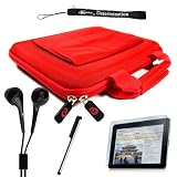 Classy Slim Hard Nylon Carrying Cube Cover Case with Pocket for Apple iPad WiFi / 3G 16GB 32GB 64GB + Includes a 4-inch eBigValue (TM) Determination Hand Strap + Anti-Glare Screen Protector for iPad Tablet ( All Models ) + Premium Quality Metal Stylus Styli for Apple iPad + Fashion Earbud Headset Headphones 3.5mm In-Ear Stereo ( Black )