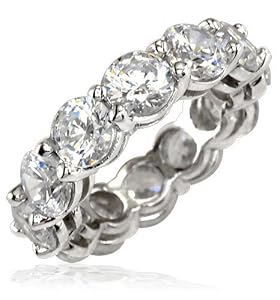 Cubic Zirconia Eternity Band with Airline, each stone is 0.5CT, 5mm diameter in Platinum - size 18
