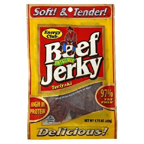 Energy Club Beef Jerky, Teriyaki, 1.75-Ounce Bag (Pack of 6) by Energy Club