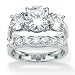 2-Piece DiamonUltra™ Cubic Zirconia Platinum Over Silver Wedding Ring Set