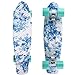 LMAI 22' Cruiser Skateboard Graphic Blue Flower Floral Board Complete Skateboad