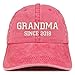 Trendy Apparel Grandma Since 2018 Embroidered Washed Pigment Dyed Cap - Red