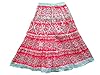 Evening Skirts Floral Printed Patchwork Cotton Pink Long Skirt
