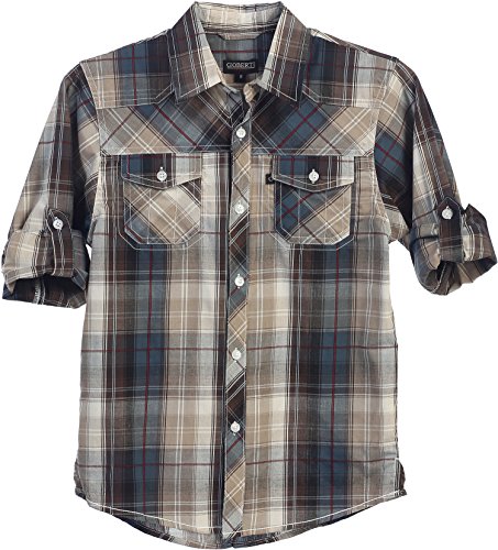 Gioberti Boys Long Sleeve Roll Up Plaid Checked Shirt