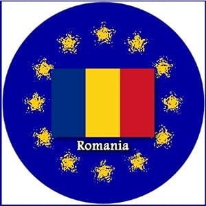 58mm Round Badge Style Keyring Romania Flag