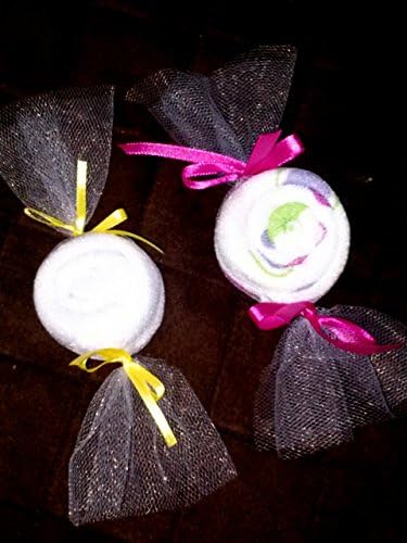 Set of Four New Baby Boy or Girl Washcloth Lollipop Candy Baby Shower Gift Favor or to Add It on a Basket