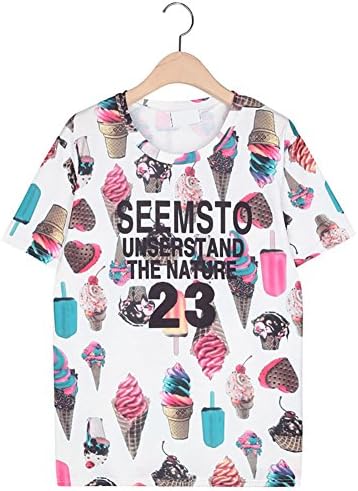 Latest Style White Short Sleeve Ice Cream Printed T-shirt