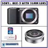 Sony Alpha NEX-3 Compact Interchangeable Lens Digital Camera w/16mm Lens (Black) + 8GB Expanded Memory Card