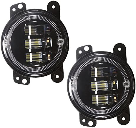 4" Inch 30W Led Fog Lights 6500K White Halo Ring Angel Eyes for Jeep Wrangler JK TJ LJ Dodge Chrysler Cherokee w/ H16 Adapter
