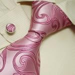 A1023 Designer Pink Paisleys Necktie Cufflinks Set with Gift Box Ties for Him Jacquard Hot Pink Pattern Flora Silk Mens Tie and Cuff Links Gift Tie Set