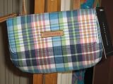 Tommy Hilfiger Westwood Crossbody Purse - Blue Madras Plaid - Top Zip / Flap Closure