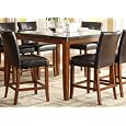 Counter Height Table in Dark Marble Top of Stoney Collection by Homelegance