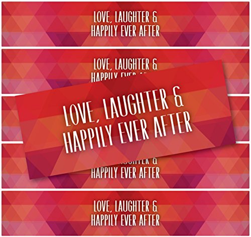 24 Geometric WATERPROOF Water Bottle Labels; 4 Love, Laughter & Happily Ever After