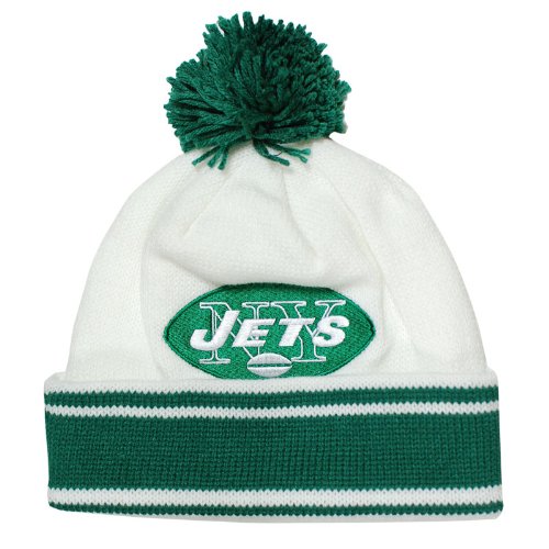 Mitchell & Ness New York Jets Throwback Jersey Stripe Knit Hat One Size Fits All