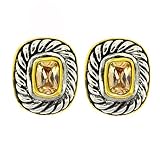 IMAGE OF 2-tone Vintage Designer-Inspired Earrings w/Champagne CZ