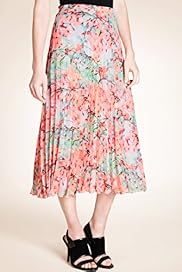 Autograph Floral Print Pleated Skirt